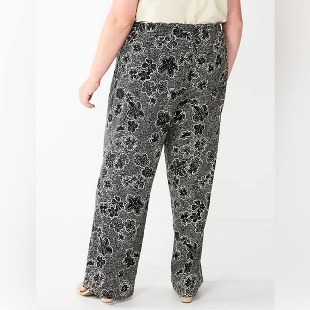 NWT Sonoma Linen Blend Elastic Waist Drawstring Wide Leg Pant Size 4X 3X 2X - Picture 2 of 10